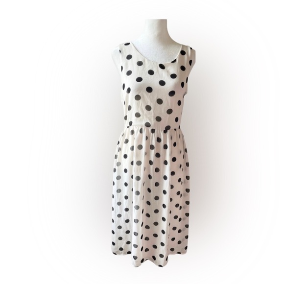 Forever 21 Size Small Sleeveless White Chiffon Dress With Polka Dots - Picture 6 of 6